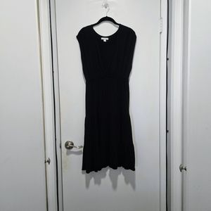 Business Casual Black Cotton Ruffle Dress - Size Small
